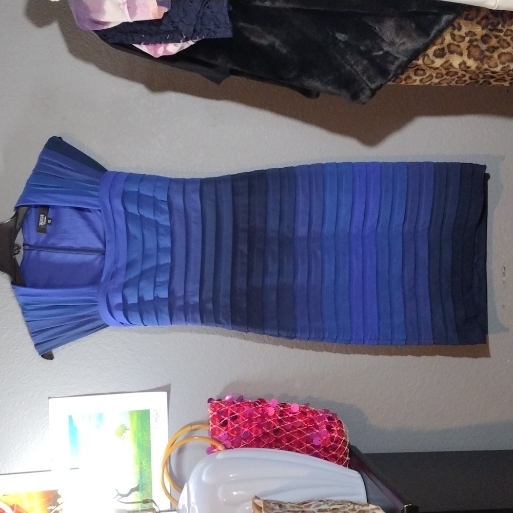 TADASHI Collection Tadashi Shoji Blue Hues Ombre Pencil Dress - Picture 3 of 5